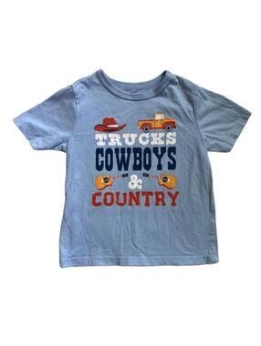 The Children's Place 2T Blue Truck Cowboys Country Guitar Short Sleeve Tee Shirt